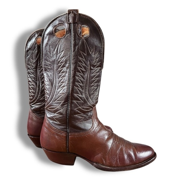 Vintage Nocona Men’s chestnut Brown Embroidered Cowboy Boots Sz 10 - Picture 2 of 10